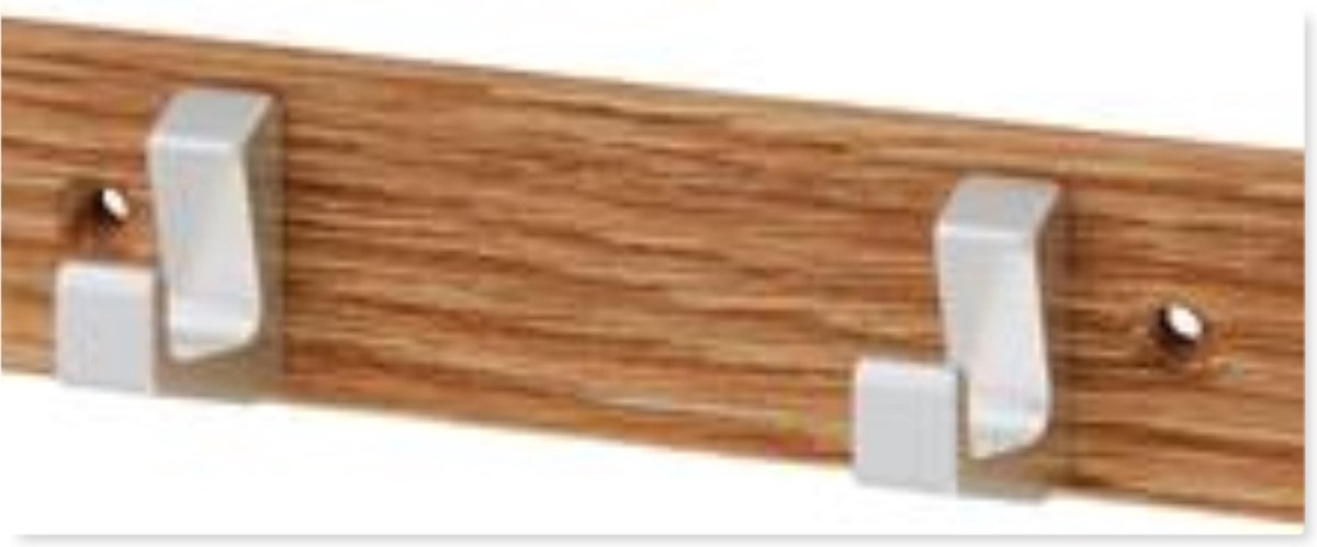 Hermeta HANDDOEKREK 2-HAAKS HOUT - ALUMINIUM (0652-36E)