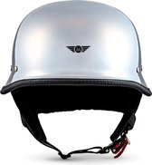 D34 Chroom Duitse scooter, motorhelm, pothelm maat, M, hoofdomtrek 57-58Cm