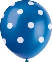 Haza Original Ballonnen Gestippeld Blauw/wit 30 Cm 6 Stuks