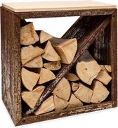 blumfeldt Firebowl Kindlewood S Rust - houtopslag & zitbank 57 x 56 x 36 cm - weerbestendig - bamboe & zink