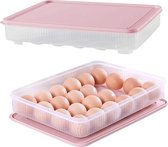 N/N - 2 x 24 plastic eiercontainers met rooster - met deksel - eieropbergdoos voor 48 eieren  (roze en groen) voor in de koelkast - koelkast organisatie