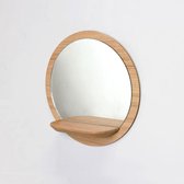 Spiegel voor aan de wand met plankje - Zonsopgang - Medium - Eiken - ø 40 cm