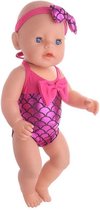 Dolldreams | Roze Zeemeermin badpak voor poppen met een lengte van 40-45 cm zoals Baby Born pop.