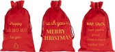 J-Line Zak Kerst Engels Velvet Rood Medium Set van 6 stuks