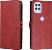 Voor Motorola Edge S Stiksels Stijl 2-Kleur Koe Textuur Horizontale Flip PU Lederen Case met Houder & Kaartsleuf & Lanyard (Rood)