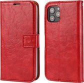 Crazy Horse-textuur Afneembare magnetische achterkant Horizontale leren flip-hoes met houder & kaartsleuven & fotolijst & portemonnee voor iPhone 12/12 Pro (rood)