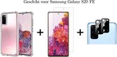 Samsung Galaxy S20 FE hoesje shock proof case transparant - 1x Samsung S20 FE Screen Protector + 1x Camera Lens Screenprotector