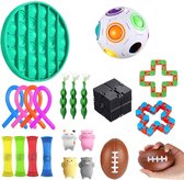 Jumalu Fidget Toys - 24 stuks - Fidget Cube - Fidget Pop It – Fidget Toys Packet Set – Tangle Fidget - Mesh-and-Marble Fidget toy – Simple Dimple – Globbles - Leuk voor kinderen
