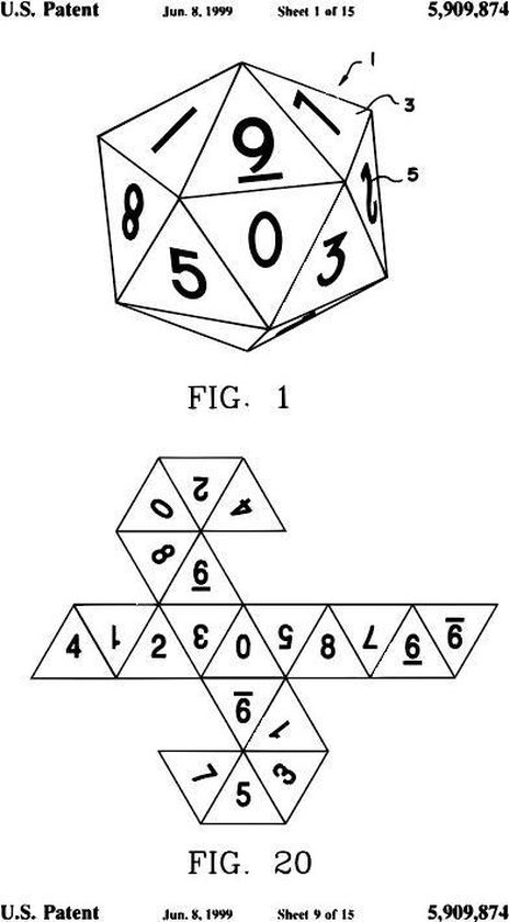 Twenty-Sided Dice Patent Fig 1 And 20 Art Print | Poster