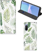 Smartphone Hoesje Sony Xperia 10 III Wallet Book Case Bladeren