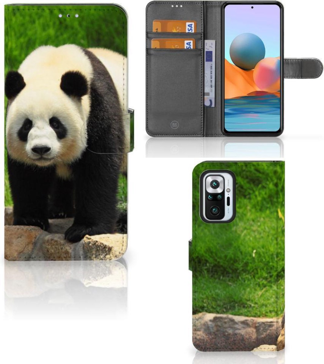 Xiaomi Redmi Note 10 Pro Telefoonhoesje met Pasjes Panda