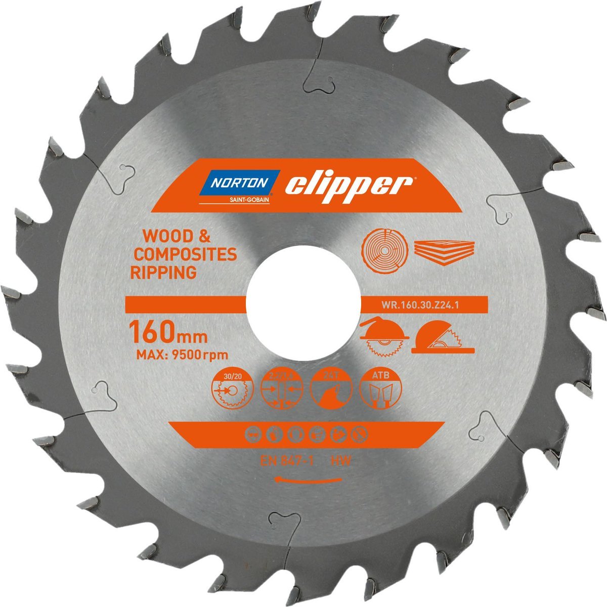 Norton Clipper TCT Serie - Cirkelzaagblad - Hout en Composieten - 160mm - ATB