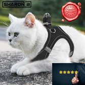 Kattentuigje maat XXXS - Zwart - Voor kleine katten - Anti trek - Reflecterend - Veilig uw kat uitlaten - 5 jaar garantie
