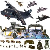 Ariko Luxe Special forces vliegveld | Militaire vliegbasis | Luchthaven Speelgoed set | met speelgoedkleed | Parking | Garage | Tankstation | 3 vliegtuigen | 1 helikopter | 1 leger