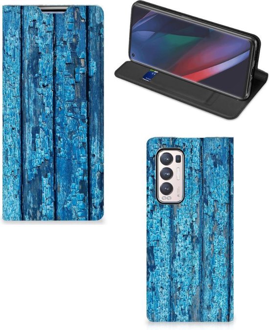 Coque Téléphone OPPO Find X3 Neo Magnet Case Wood Blue