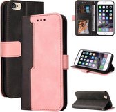 Zakelijke stiksels-kleur horizontale flip PU lederen tas met houder & kaartsleuven & fotolijst voor iPhone 6s / 6 (roze)