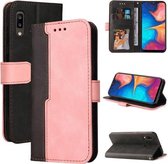 Voor Samsung Galaxy A20/A30 Zakelijke Stiksels-Kleur Horizontale Flip PU Lederen Case met Houder & Kaartsleuven & Fotolijst (Roze)