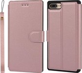 Effen textuur horizontale flip PU lederen tas met houder & kaartsleuven & fotolijst & portemonnee & riem voor iPhone 7 Plus / 8 Plus (roze)