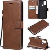 Voor Motorola Moto G50 Effen Kleur Horizontale Flip Beschermende Lederen Case met Houder & Kaartsleuven & Portemonnee & Fotolijst & Lanyard (Bruin)