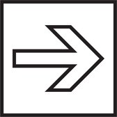 Pijl rechtdoor sticker, wit zwart 100 x 100 mm
