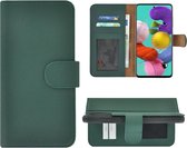 Hoesje Samsung Galaxy A51 - 4G - Bookcase Hoesje - Samsung A51 Wallet Book Case Echt Leer Groen Cover
