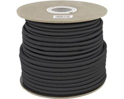 50 meter Elastisch Touw - 4 mm - ZWART - elastiek op rol