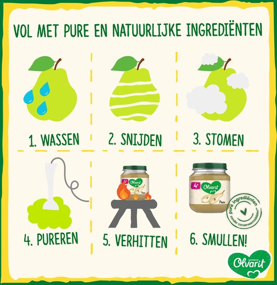 Olvarit Fruithapje 8+ Maanden - Peer Appel Zuivel - 6 x 200g van Olvarit — afbeelding 3