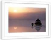 Foto in frame , Zen stenen bij de zee , 120x80cm , Multikleur , Premium print