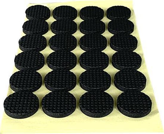 FSW-Products - Feutre auto-adhésif pour meubles - Sous-verres pour meubles - Feutre adhésif - Anti-rayures - 24 pièces / Rond / 2cm dia / Caoutchouc