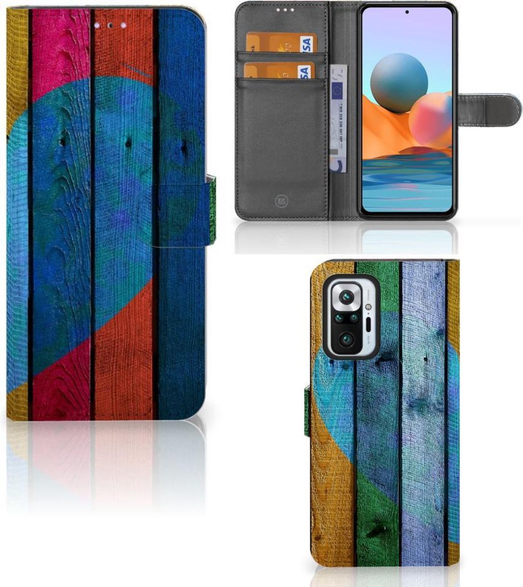 Xiaomi Redmi Note 10 Pro Book Style Case Wood Heart - Cadeau voor je Vriend