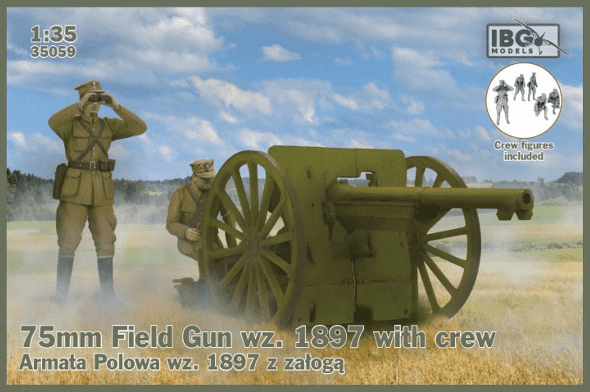 IBG Models Modelbouwpakket Militaire voertuigen - 35059 75mm Field Gun wz. 1897 with Crew (5 Figures) Plastic - 1:35 - Modelbouw