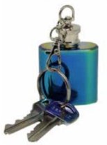 DCI Rainbow Luster Mini Flask Keychain | Holds 30ml, iridescent finish stainless steel