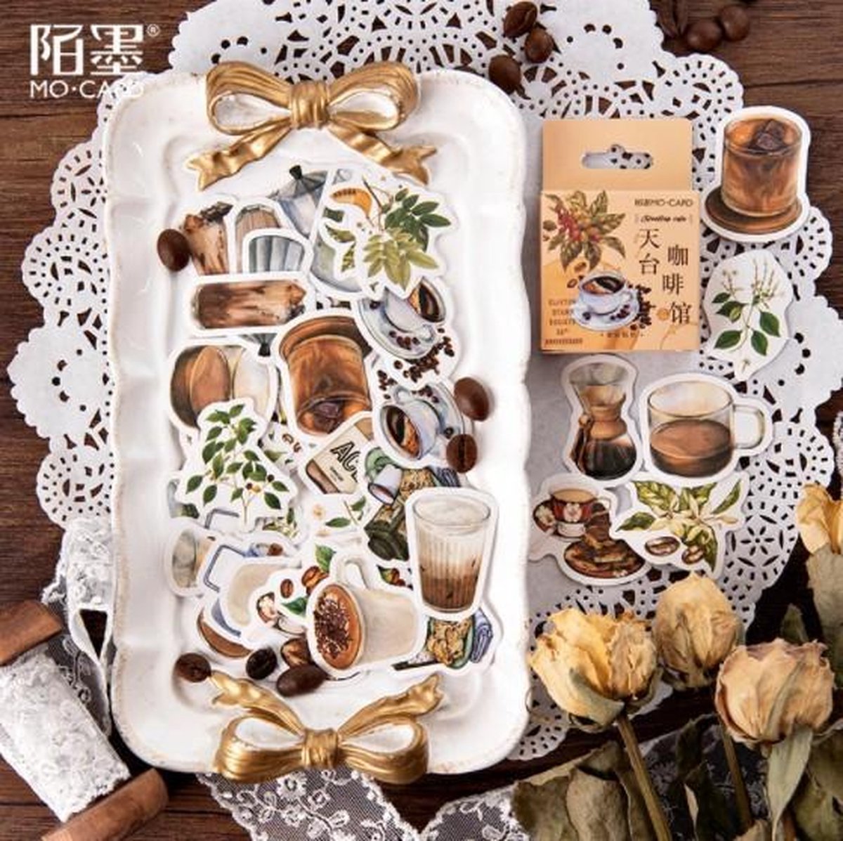 46 Sticker Rondom Koffie - Thema Koffie en Koffieplanten En Bonen - C051 - Voor Scrapbook Of  Bullet Journal - Stickers Voor Volwassenen En Kinderen - Agenda Stickers - Decoratie Stickers — afbeelding 6