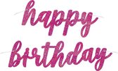 Verjaardag Letterslinger Happy Birthday Roze 83,8cm