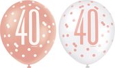 Ballonnen 40 jaar Glitz Rose Goud | 6 stuks