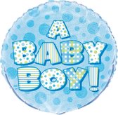 Helium Ballon A Baby Boy Blauw 45cm leeg