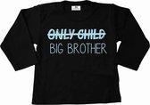 Shirt grote broer-only child big brother-zwart-lichtblauw-Maat 74