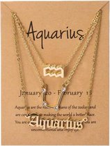 Trio sterrenbeeld Ketting op Kaart| Zodiac Sieraden | Aquarius - Waterman | BFF Ketting Horoscoop| Liefde / Vriendschap| Trendy Cadeau| Hanger