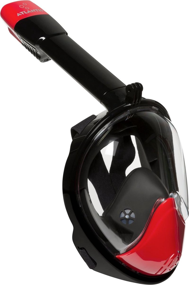 Atlantis Snorkelmasker 2.0 - Duikbril - Snorkel - Snorkelset - Full Face Masker - Volwassenen - Zwart/Rood - L/XL