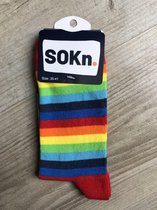Regenboog sokken-SOKn. trendy sokken "regenboog"(rood) maat 35-41  (Ook leuk om kado te geven !)
