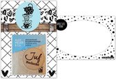 Kaart A6 met tekst ''Time for tea'' en ''Juf bedankt - Einde school jaar cadeau - Cadeau voor de juf - Juffen dag cadeau