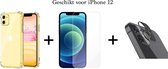 iPhone 12 hoesje shock proof case transparant - 1x iPhone 12 Screen Protector + 1x Camera Lens Screenprotector
