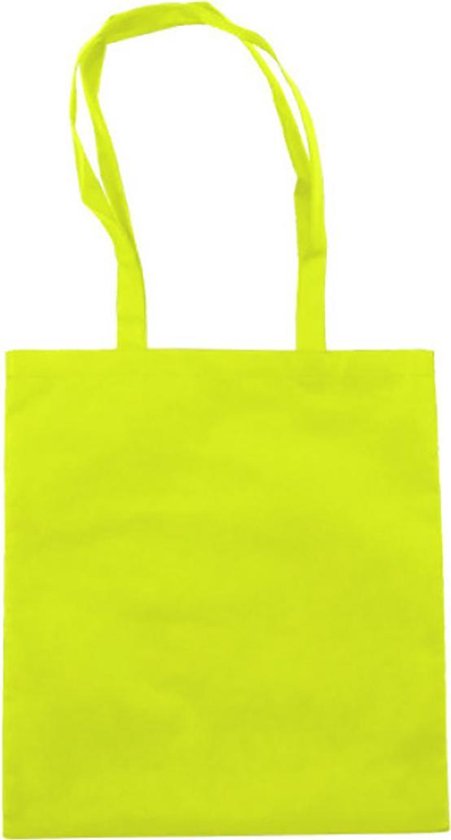 Canvas tas - basic shopper draagtas van non-woven textielvezel - neon groen