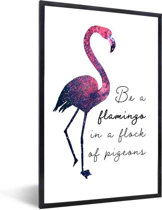 Fotolijst incl. Poster - Flamingo - Glitter - Roze - Posterlijst