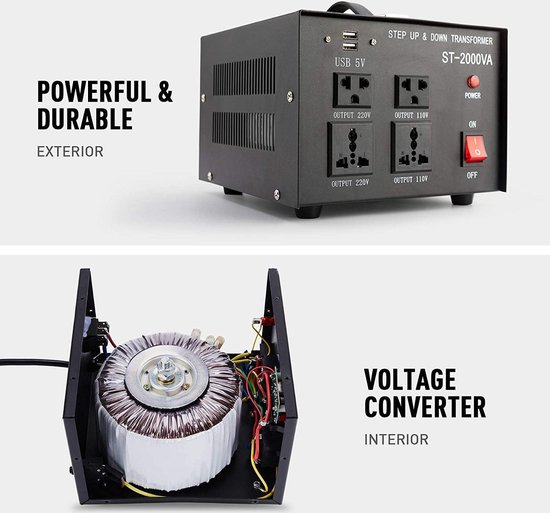 beroerte Portugees Omringd Omvormer 2000 watt ST-2000VA spanningsomvormer Voltage Converter 220V naar  110V... | bol.com