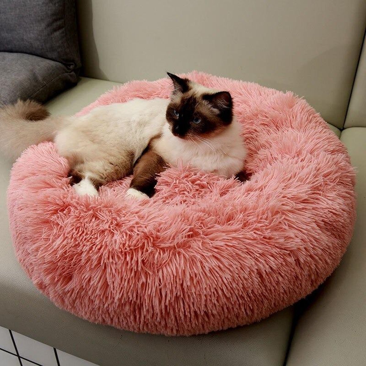 Blauw - katten en honden kussen- Donut Hondenmand- Kattenmand- Zacht Pluche Hondenmanden-Huisdier Bed-Pluche Kussen Mat Draagbare 40CM Roze