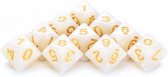 10-Kantige Dobbelsteen (SET van 10 STUKS) - D10 - Wit Goud - Hoge Kwaliteit - 10 Zijdige Dobbelsteen - Stipco