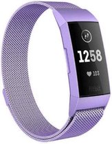 Milanees Smartwatch bandje - Geschikt voor  Fitbit Charge 4 Milanese band - lila - Maat: S - Horlogeband / Polsband / Armband