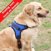 Hondentuigje XL -Borstomvang 74-92cm - Gewicht hond 55+ kg- Blauw - Voor hele grote honden - No pull harnas - Anti trek - Reflecterend - Controle en rust bij hond en baasje - 5 jaar garantie