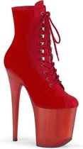 Pleaser Plateau Laarzen, Paaldans schoenen -40 shoes- FLAMINGO-1020FST Paaldans schoenen Rood